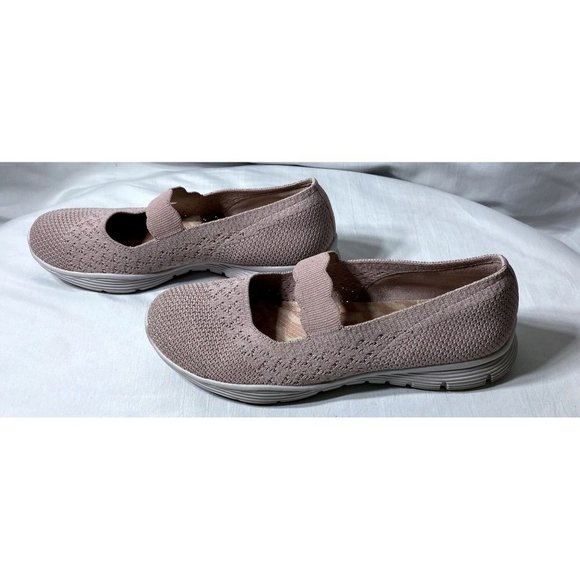 Skechers Seager Power Hitter Knit Mesh Pink Mary Janes Women's 8 - Picture 3 of 6